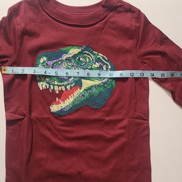 Lands' Ends Dinosaur Graphic Kids Shirt - Maroon NWOT Small - Picture 6 of 10